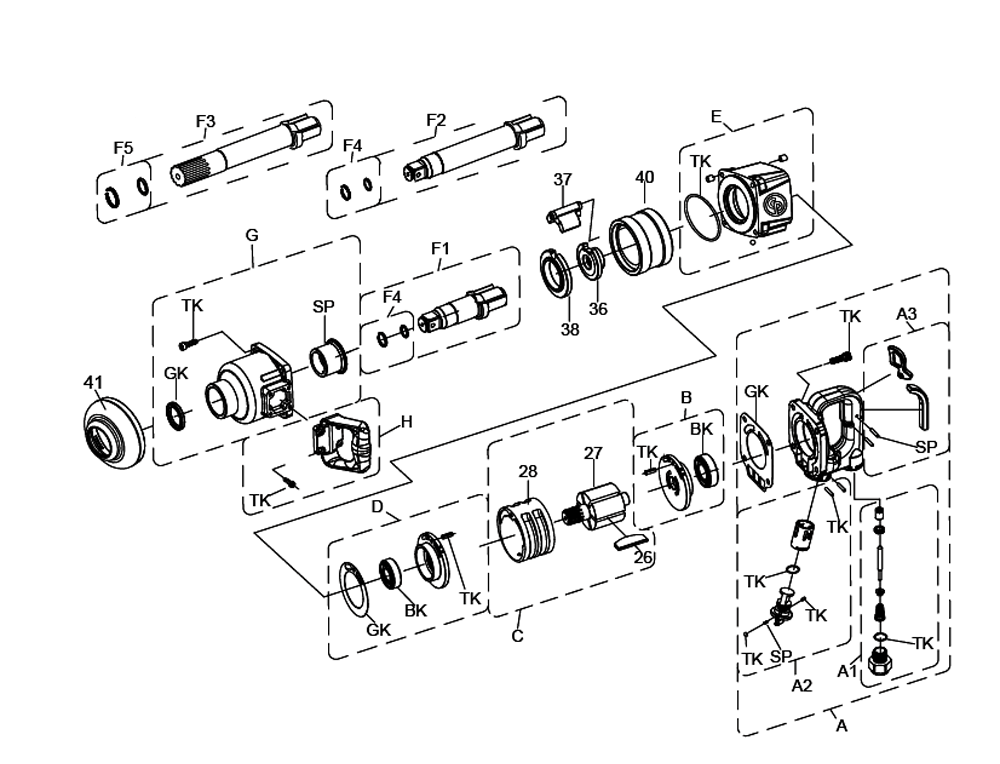 Figure 0 Diagram and Parts List for CP7782-6  Chicago Pneumatic Wrench